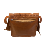 Quirvow Moroccan Leather Crossbody Bag – Genuine Leather, Raw Edge, Tan - Image 4