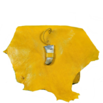 Quirvow Moroccan Leather Crossbody Bag – Genuine Leather, Raw Edge, Horn Toggle, Yellow