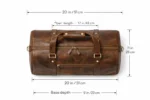 Quirvow Moroccan Leather Duffel Bag – Genuine Leather, Brass Hardware, Dark Brown - Image 5