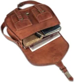 Quirvow Moroccan Leather Crossbody Saddle Bag – Genuine Goat Leather, Brown - Image 5