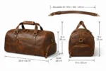 Quirvow Moroccan Leather Duffel Bag – Genuine Leather, Brass Hardware, Dark Brown - Image 6