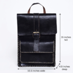 Quirvow Handcrafted Moroccan Leather Backpack – Genuine Leather, Black - Image 5