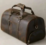 Quirvow Moroccan Leather Duffel Bag – Genuine Leather, Brass Hardware, Dark Brown - Image 4