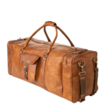 Quirvow Moroccan Leather Duffel Bag – Full-Grain Vegetable-Tanned Leather, Tan - Image 6