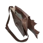 Quirvow Moroccan Leather Crossbody Bag – Genuine Leather, Raw Edge, Arrow Toggle, Brown - Image 3