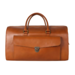 Quirvow Moroccan Leather Duffel Bag – Genuine Leather, Push Lock Closure, Tan