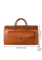 Quirvow Moroccan Leather Duffel Bag – Genuine Leather, Push Lock Closure, Tan - Image 3