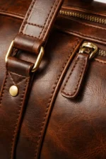 Quirvow Moroccan Leather Duffel Bag – Genuine Leather, Brass Hardware, Dark Brown - Image 2