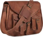 Quirvow Moroccan Leather Crossbody Saddle Bag – Genuine Goat Leather, Brown - Image 2