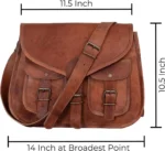 Quirvow Moroccan Leather Crossbody Saddle Bag – Genuine Goat Leather, Brown - Image 3
