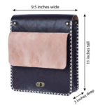 Quirvow Moroccan Leather Crossbody Bag – Genuine Leather, Turn-Lock Closure, Hand-Stitched, Dark Navy - Image 2