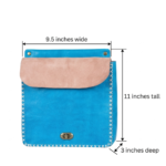 Quirvow Moroccan Leather Crossbody Bag – Genuine Leather, Turn-Lock Closure, Hand-Stitched, Turquoise - Image 2