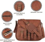 Quirvow Moroccan Leather Crossbody Saddle Bag – Genuine Goat Leather, Brown - Image 4