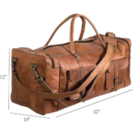 Quirvow Moroccan Leather Duffel Bag - Tan Full Grain - 24 Inch - Image 3