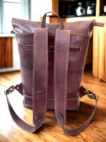 Quirvow Moroccan Leather Backpack - Burgundy Grain - 18 Inch - Image 4