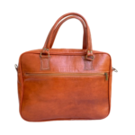 Quirvow Genuine Leather Briefcase Satchel – Brown – Unisex 17-Inch Laptop Bag