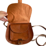 Quirvow Moroccan Leather Saddle Bag - Tan Grain - 11 Inch - Image 3